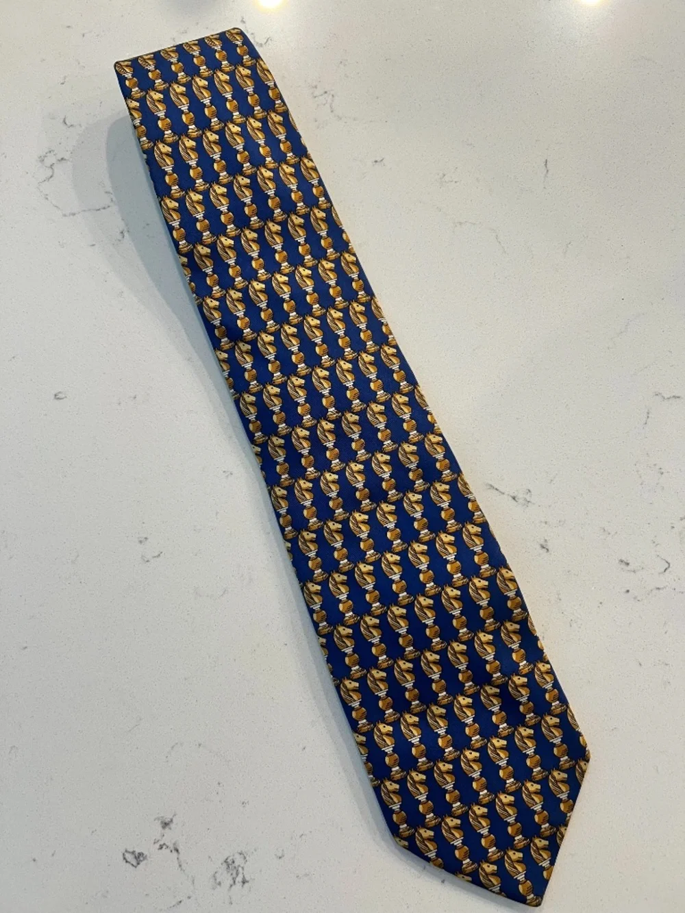 Jos A. Bank Executive Collection Blue Silk Knight Chess Piece Tie